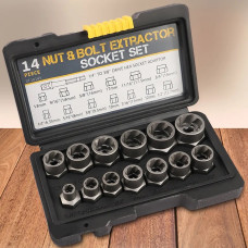 Набор инструментов для удаления ударных болтов и гаек, 14 шт.  Nut extractor	AND ES-14  (50)