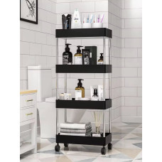 Этажерка на колесах  4  пололки   напольная на колесиках  only Black  AND 220-4  (20)