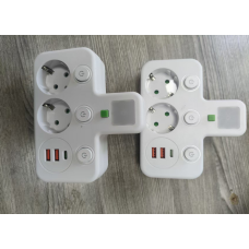 Розетка Адаптер розетки зарядное устрр   Удлинитель 2 входа БЕЛЫЙ  8623UL 2USB+1PD  AND   WL-1  (60)