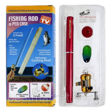 УДОЧКА Карманная Мини Удочка в Виде Ручки Fish Rod in Pen Case   Черный золотой фиолетовый    (100)