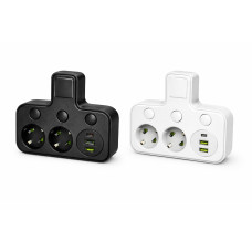 Розетка Адаптер розетки зарядное устройство Удлинитель с 2 розетками  black  AND  F03 black  (50)