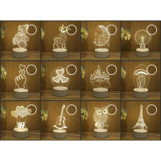 Светильник, ночник,    LAMP 	3D-9  (100)