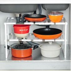 Регулируемая кухонная полка для хранения, 38-70 см, полка для хранения KITCHEN RACK     (16)