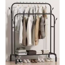 Двойная стойка вешалка  для одежды и полкой для обуви YP:610 Double flooshelf clothes rackAND1686 (6