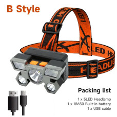 Налобный  5 светодиодный со встроенным аккумулятором 18650HEAD LIGHT 	5--5 (240)